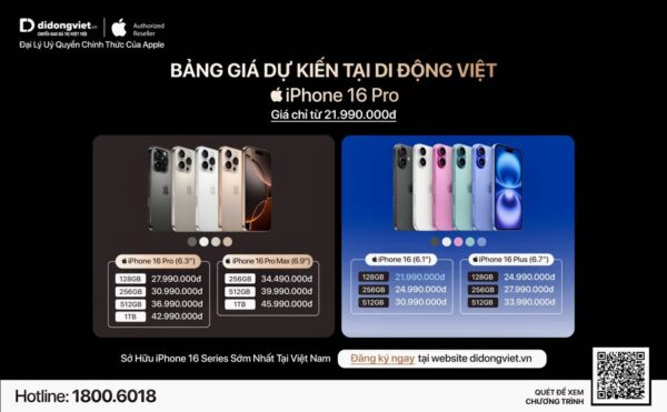 Bảng giá Iphone 16 tại Di động Việt – Trend VietNam