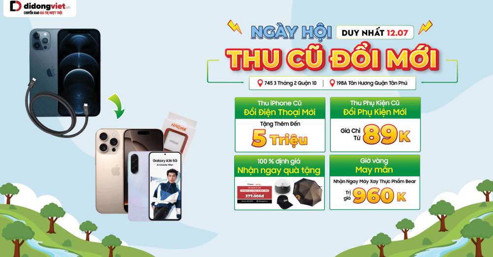 Di Động Việt khuyến mãi Thứ 7: ‘Thu cũ – đổi mới’ iPhone trợ giá đến 5 triệu đồng, đổi phụ kiện mới từ 89 nghìn đồng – Trend VietNam